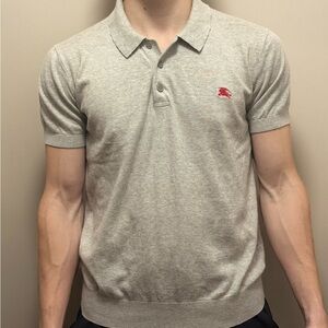 Burberry Gray Polo with Red Logo